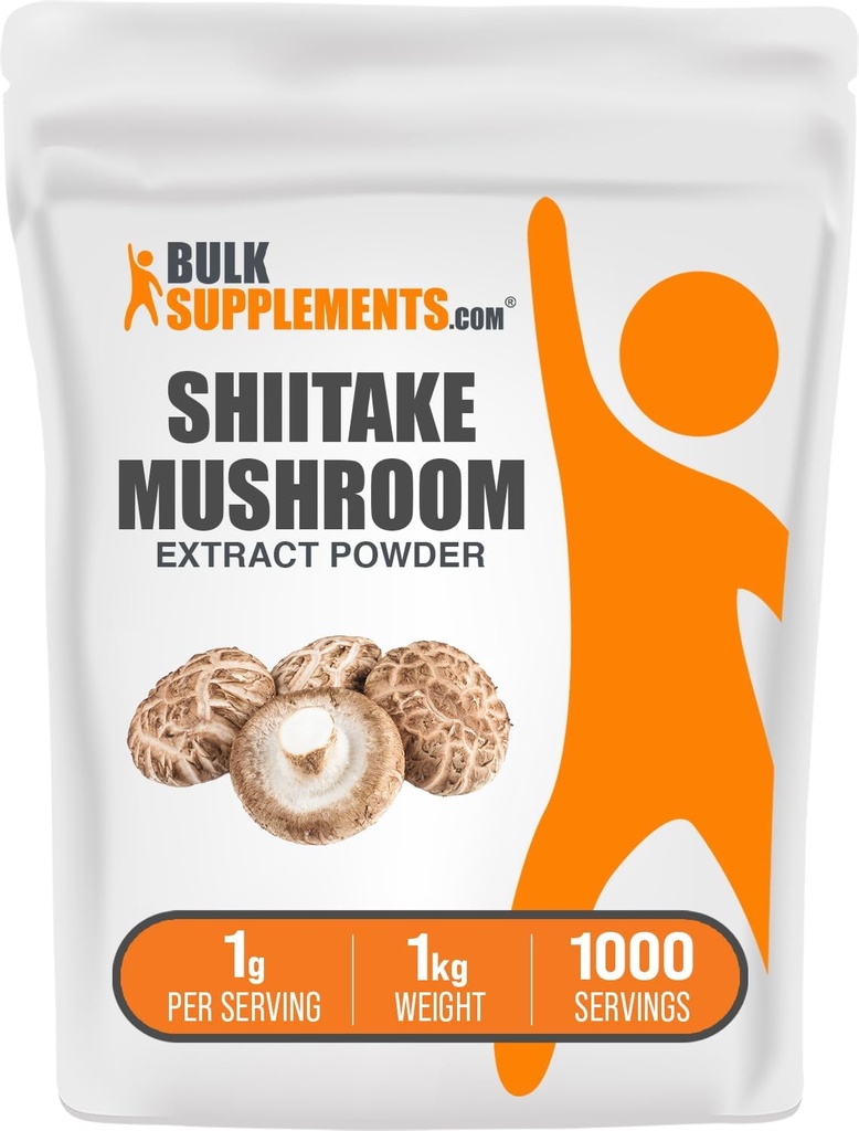 BulkSupplements.com Shiitake Mushroom Extract Powder - Shiitake Mushroom Powder Supplement, Immun Support - Vegan & Glutenfri, 1g per servering, 1kg (2,2 lbs) (Pack of 1)