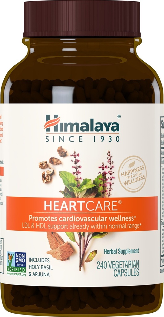 Himalaya HeartCare, Kolesterol og blodtrykk Kosttilskudd for kardiovaskulær helse og hjerte helse, 720 mg, 240 kapsler, 2 måneders forsyning