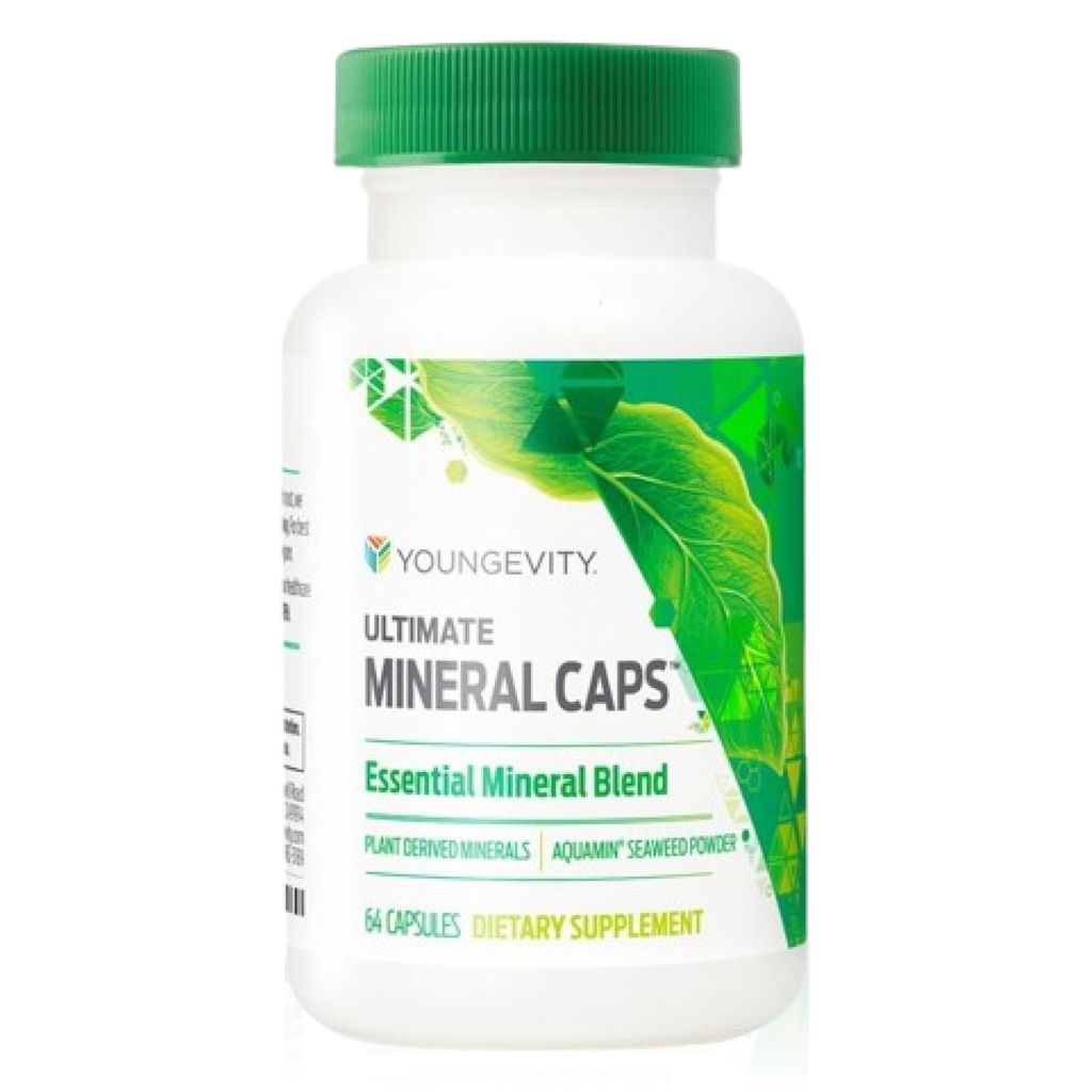 Youngevity Ultimate Mineral CapsTM - 70+ Essential Full Spectrum Trace Minerals - Nutrient-Dense, avledet fra Humic & Aquamin Seaweed (64 Capsule) (pakke med 4)