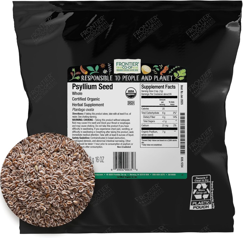 Frontier Co-op Økologisk Hele Psyllium Seed 1lb