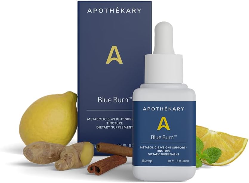 Apothékary Blå Burn Herbal Supplement Herbal flytende dråper, Dietary Metabolism Support Supplement 1,22 Fl Oz, 30 Serverer