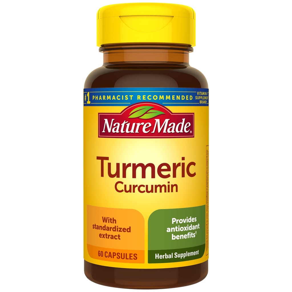 Natur laget gurkemeie curcumin 500 mg, herbal kosttilskudd for antioksidant støtte, 60 kapsler, 60 dagers forsyning
