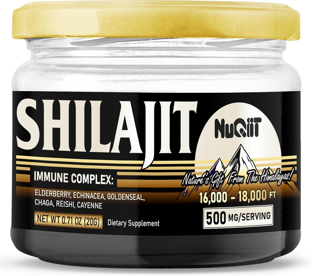 20 Gr - Shilajit Resinand Immune Support Blend Elderberry, Echinacea, Goldensel, Chaga, Reishi og Cayenne