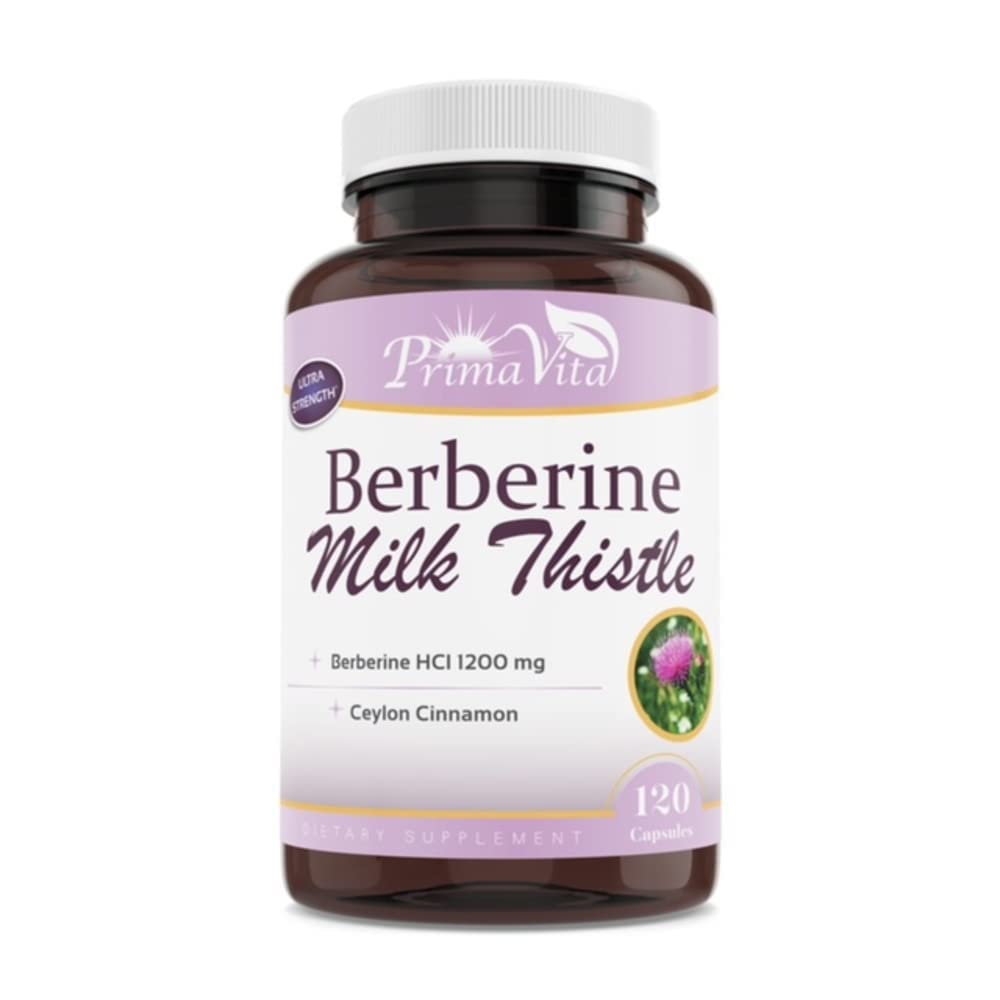 Berberine HCL 1200mg med Melke Thistle og Ceylon Cinnamon, Ampk Metabolic aktivator, sunn immunsystem og gastrointestinal velvære, 40 serveringer, 120 Veggie kapsler