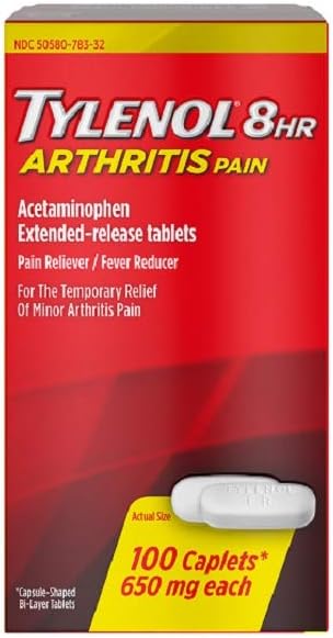 Tylenol 8 timers arthritis smerte caplets, 100 teller