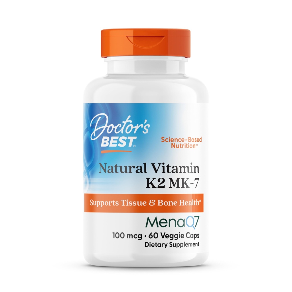 Doktorens beste naturvitamin K2 MK7 Supplement for menn og kvinner - Bein helse støtte, 100 mcg vitamin K-2 MK-7 Kapsler med MenaQ7, kalsium støtte, ikke GMO, Vegansk - 60 Veg Caps