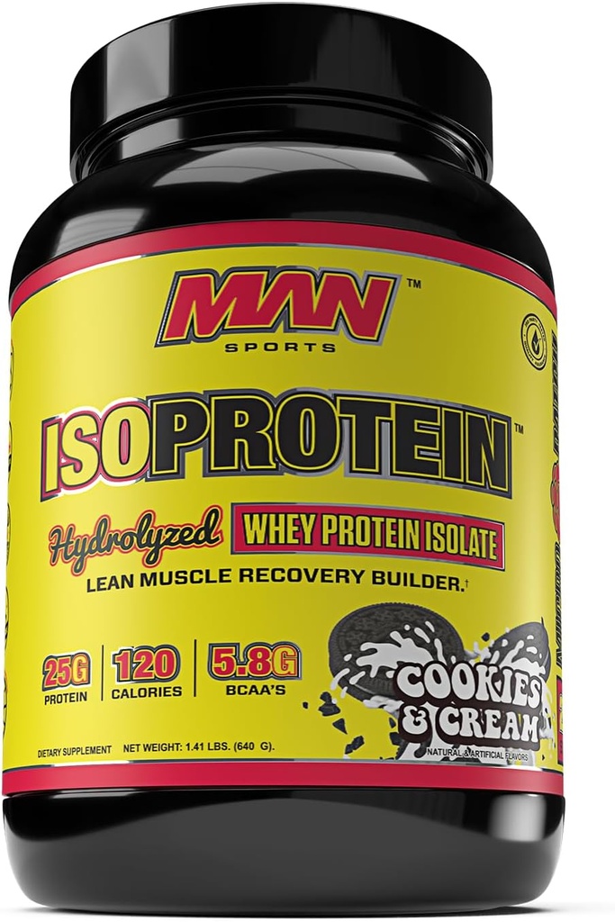 MAN Sports New Flavor ISO-Protein Hydrolysert 100% ren Whey Protein Isoler pulver, informasjonskapsler og krem, 1.42 pund (20 dagers forsyning)