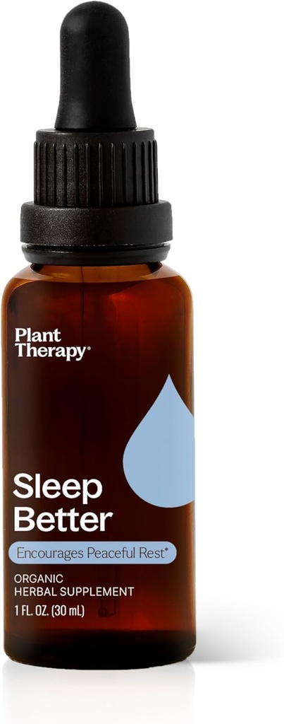 Planteterapi Organisk søvn Bedre Tinktur 30 ml (1 oz) støtter avslapping og søvn, bidrar til å roe en opptatt sinn, med kamille, sitron balm & Valerian ekstrakter