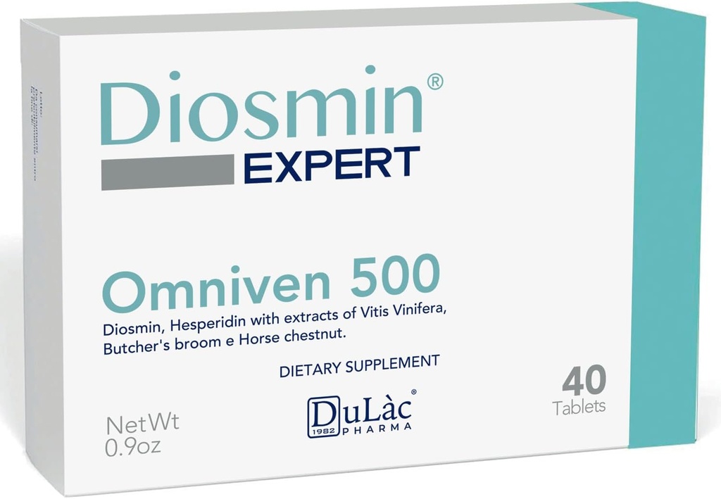 Dulàc - Omniven 500-40 tabletter Diosmin, Heste kastanjeekstrakt, slaktere Broom, Hesperidin. Kosttilskudd, laget i Italia