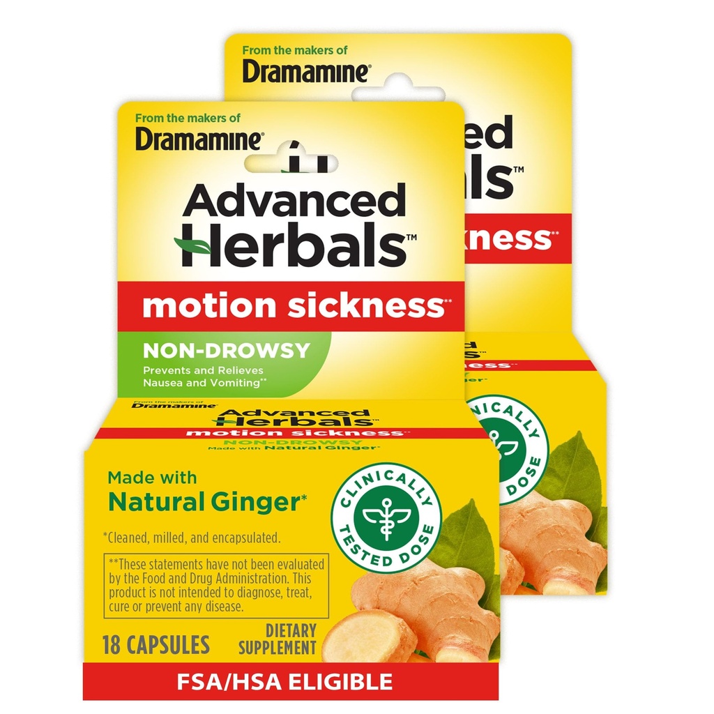 Fra skaperne av dramamin, avanserte urter, ikke-Drowsy, bevegelsessyke lindring, laget med naturlig ginger, 18 greve, 2 pakke