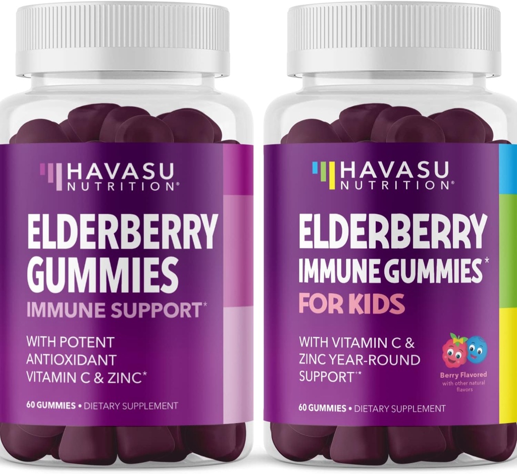 Familie Elderberry Gummies med sink og vitamin C Herbal kosttilskudd Ingredient for Potent Antioksidant Støtte Immunforsvar (voksne og barn)