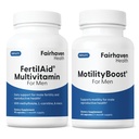FertilAid for menn og motilitetBoost Combo, prenatal vitaminer og mannlig fertilitet Supplement for å støtte telling og motilitet med L-karnitin, CoQ10, sink og mer, 150 kapsler, 1 måneds forsyning