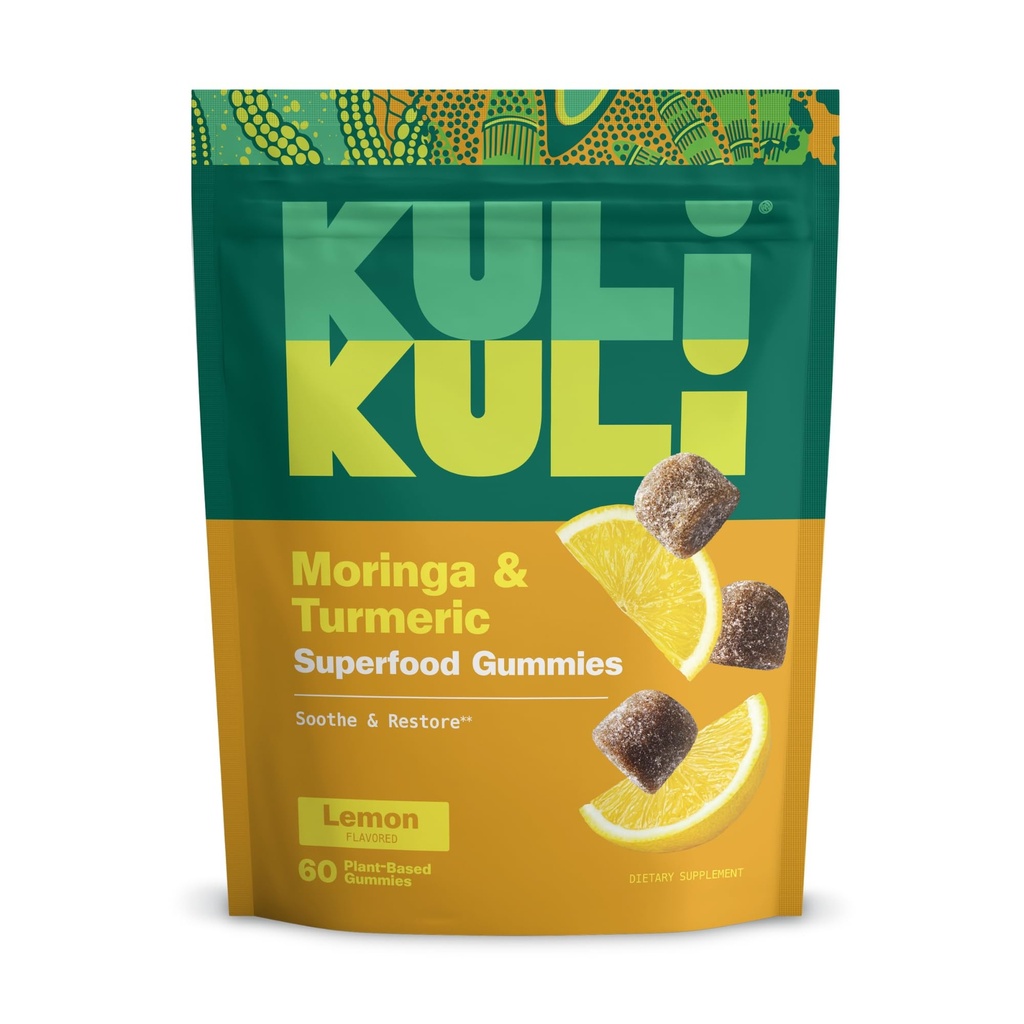 Kuli Kuli Super Energy Gummies - Energitilskudd med Moringa, Koffeinfri naturlig energi Booster - 60 Ikke-GMO, Glutenfri Moringa Gummies