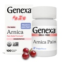 Genexa Arnica for smerterelief | Alleviate Muscle & Joint Smerte, Soreness & Stivhet | Reduserer Bruises & Svelting | Organisk Grape Flavor | Homeopatisk Remedy laget ren | 100 Chewable tabletter