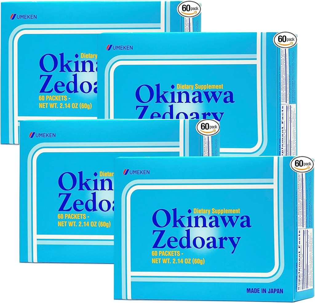 Omeken Okinawa Zedoary Purple og hvit gurkemeie med fermentert cabbage ekstrakt, Gut helse kosttilskudd for kvinner og menn, Zedoary Root, Turmeric Supplement, 60 greve, pakke med 4