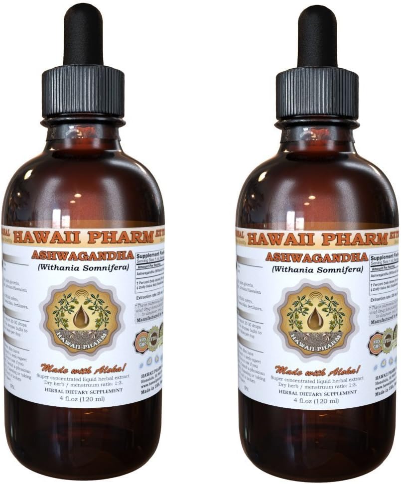 Ashwagandha flytende ekstrakt, organisk Ashwagandha (Withania Somnifera) tørket rot tinktur supplement 2x4 oz