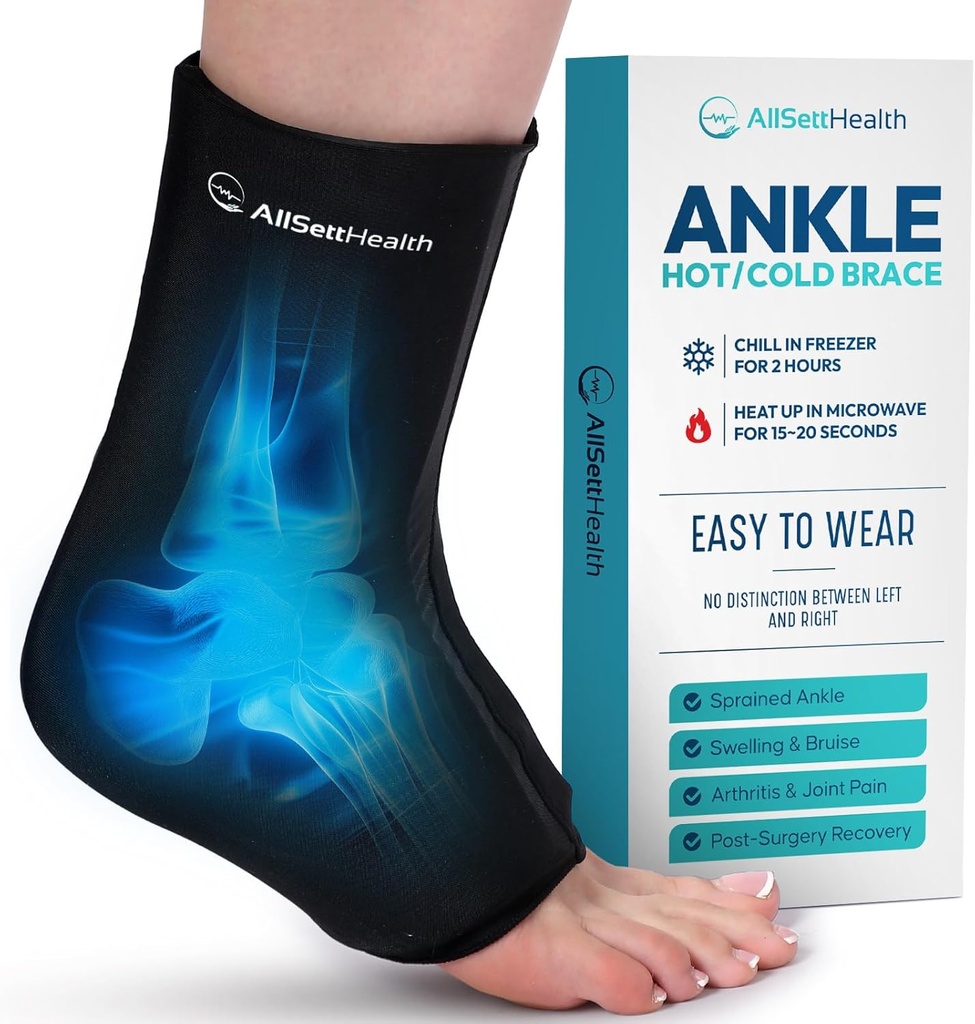 Ankel ispakke Wrap for svelging - Hot/kold terapi Ice Wrap for fotsmerte lindring, Heel smerte lindring, Plantar Facilitis, Achilles Tendonitis Relief, Sprained Ankelkompresjon, liten/medium