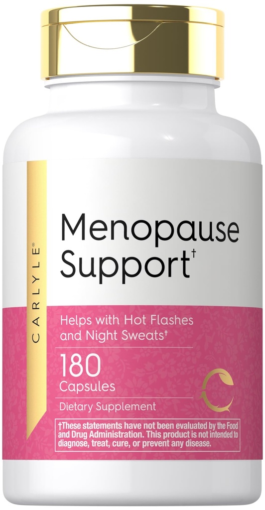 Carlyle Menopause Supplement for kvinner | 180 Kapsler | Hjelper med varme blits og natt Sweats | Ikke-GMO, Glutenfri Menopause Støtte