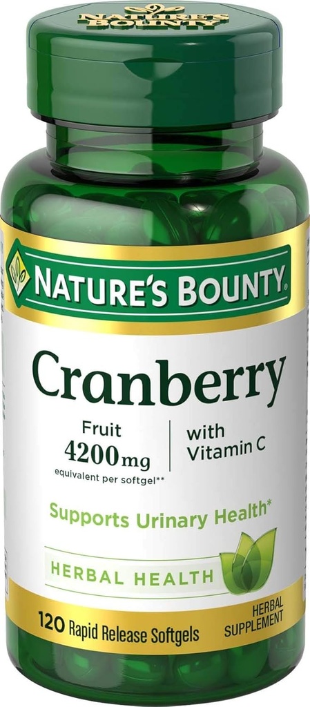 Naturens Bounty Cranberry Frukt 4200 mg, Plus vitamin C, 120Softgels..