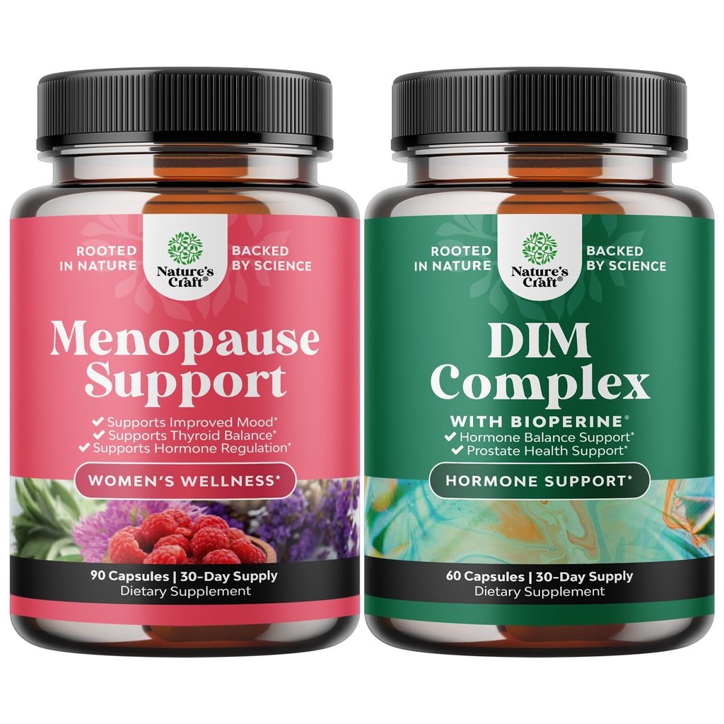 Bundle of Total Menopause Supplement - Hot Flashes Relief - Dong Quai Vitex Chaste Berry og Black Cohosh og ren DIM med Bioperine - Diindolylmetan Testosteron Kompleks med Broccoli Blomster