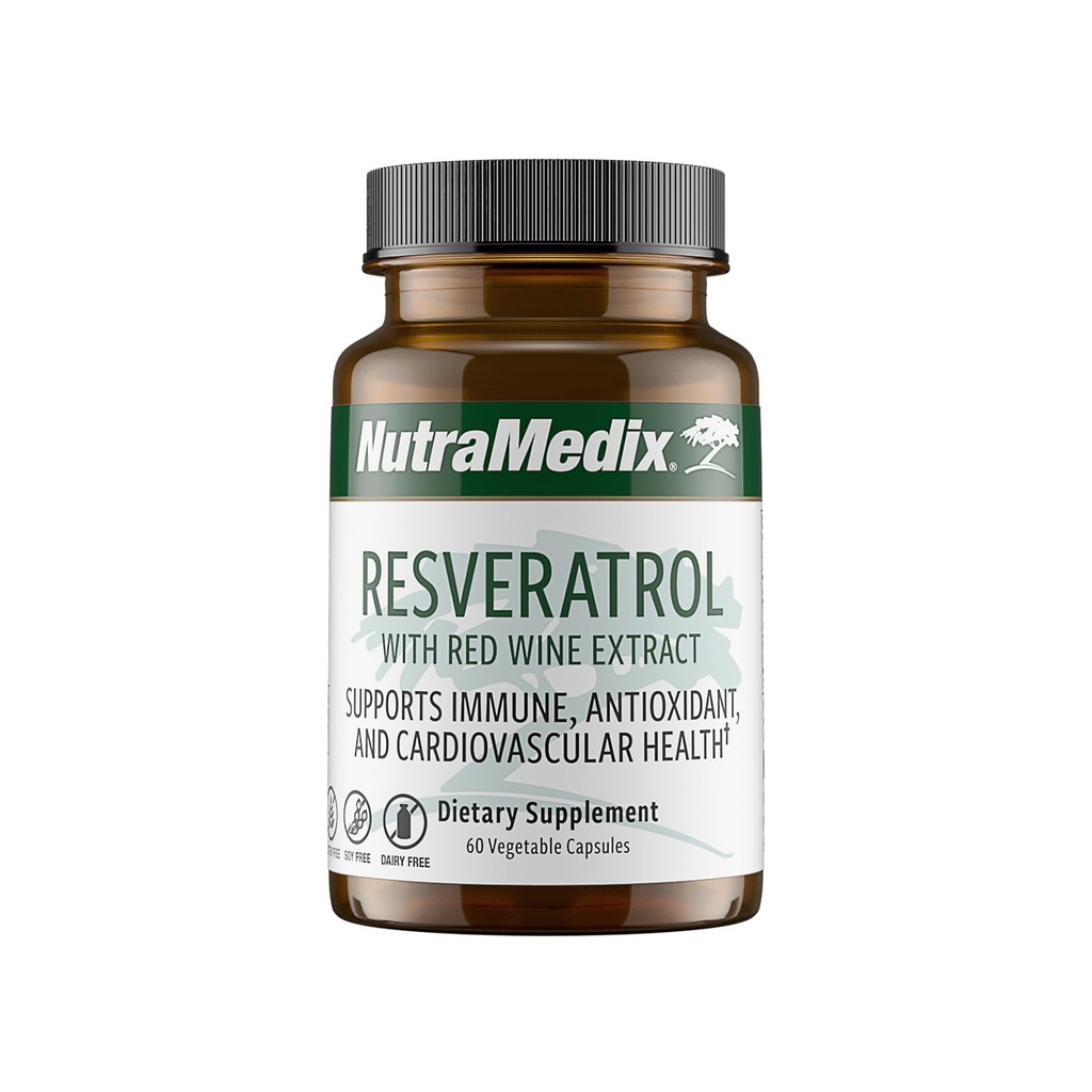 NutraMedix Resveratrol Capsules - Biotilgjengelige antioksidanter Supplement fra rødvin ekstrakt + grapehuder - 200 mg japanske Knotweed for immun & kardiovaskulær støtte (60 kapsler)