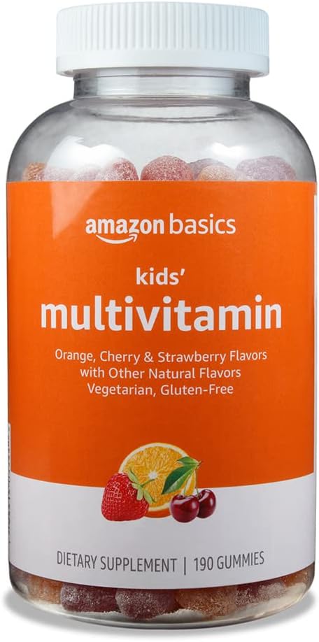 Grunnleggende Kids Multivitamin, 190 Gummies, Oransje, Cherry & Strawberry (tidligere Solimo)
