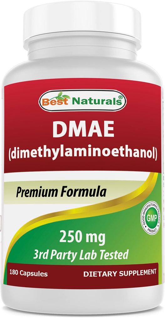 Beste Naturals DMAE Supplement 250 mg 180 kapsler - Dimetylaminoetanol Bitartrat