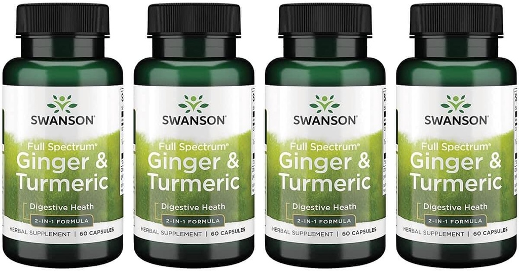 Swanson Full Spectrum Ginger & Turmeric 60 kapsler 4 pakke