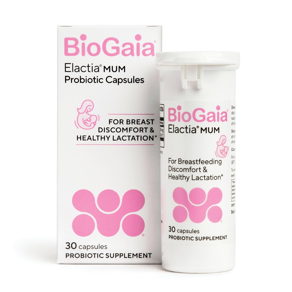 BioGaia Elactia Amming Probiotiske | Lactation Kosttilskudd Nyfødte Essentials og probiotika for både mamma og baby | daglig Supplement for sunn lactation | 30 greve | Breasterfeed Happy