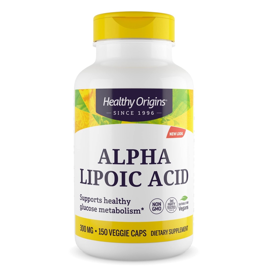 Sunn opprinnelse Alpha Lipoic Acid, 300 mg - Alpha Lipoic Acid Supplement - Antioksidant støtte - Glutenfri Supplement - 150 Veggie Capsules