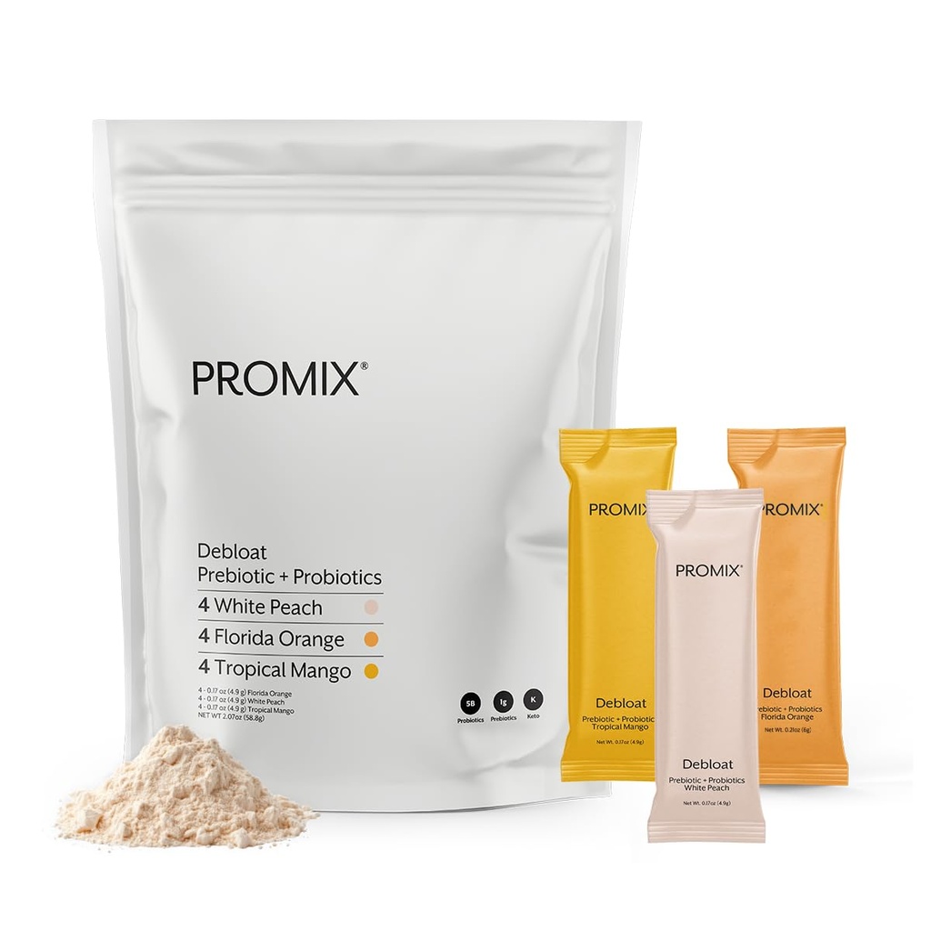 PrMix Nutrition Debloat Prebiotika og probiotika - Digestiv helse, kvalme Relief, Gut Repair, og Bloating Relief for kvinner og menn - Variety Pack - 12 Serveringer (pakke med 12)