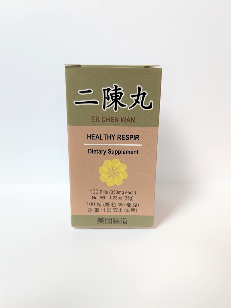 Lao Wei Sunn Respir - Er Chen Wan Herbal Supplement Hjelper for Bronchial funksjon, Respirasjonssystem 350mg 100 piller laget i USA
