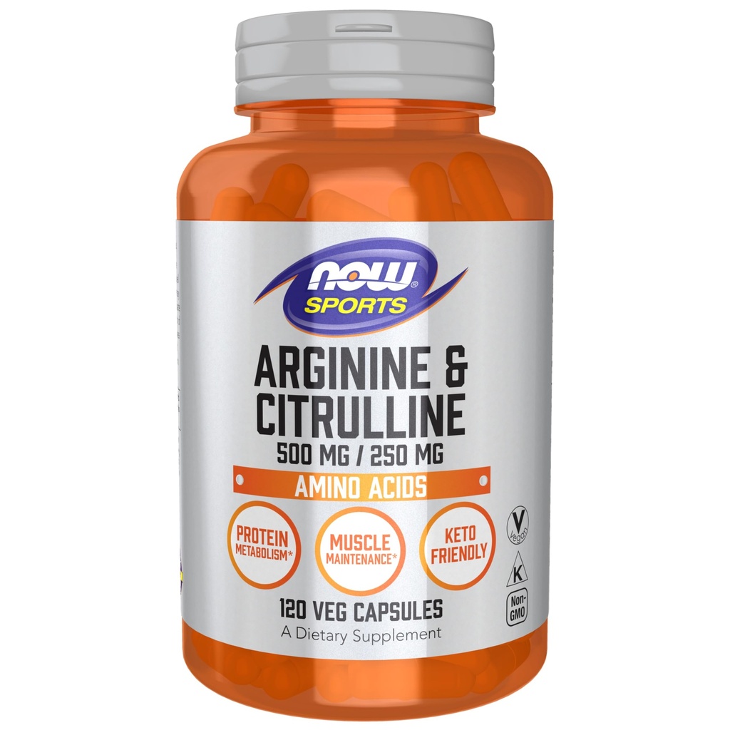 Nå Sport Ernæring, Arginin & Citrullin 500 mg/ 250 mg, Aminosyrer, 120 Veg Kapsler