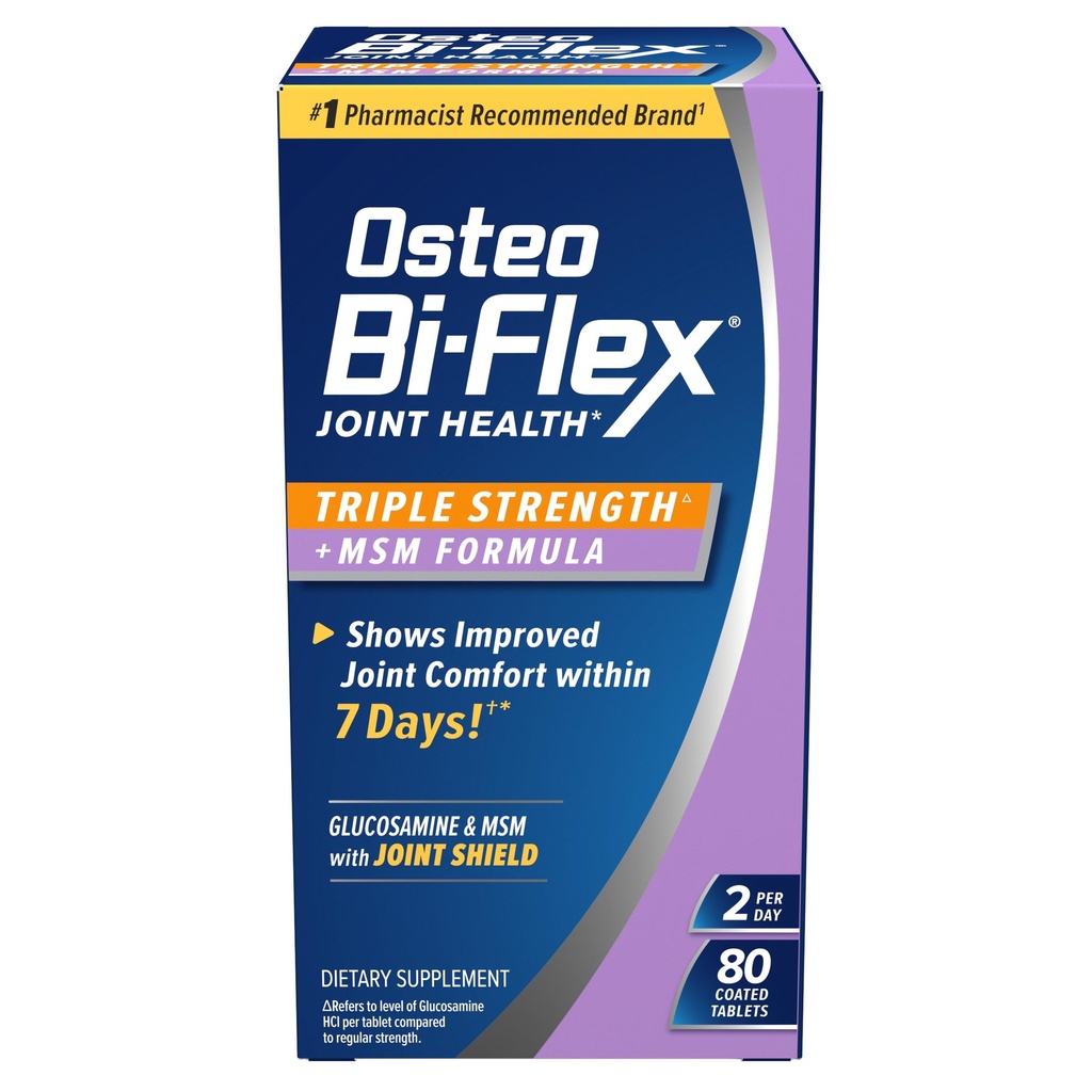 Osteo Bi-Flex Triple Styrke (5) med MSM, Glukosamin felles helse Supplement, belagte tabletter, 80 telling