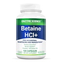 Enzyme Science Betaine HCl med Pepsin - Supplement for lav magesyre - Betain Hydrochloride Supplement - Digestive Enzymes - Enzimas Digestivas - 120 Kapsler