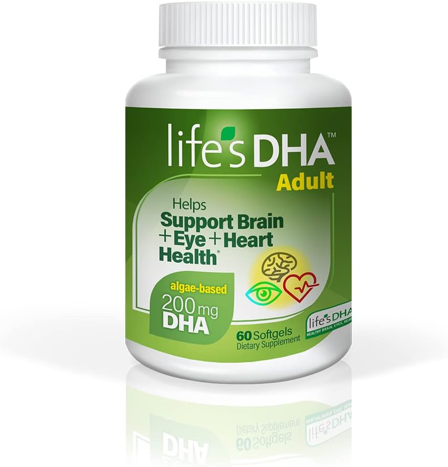Livs DHA All-Vegetarian DHA kosttilskudd støtter en sunn hjerne, øyne og hjerte, ikke-GMO fra bærekraftig plantekilde 200 mg DHA Omega-3 60 Softgels