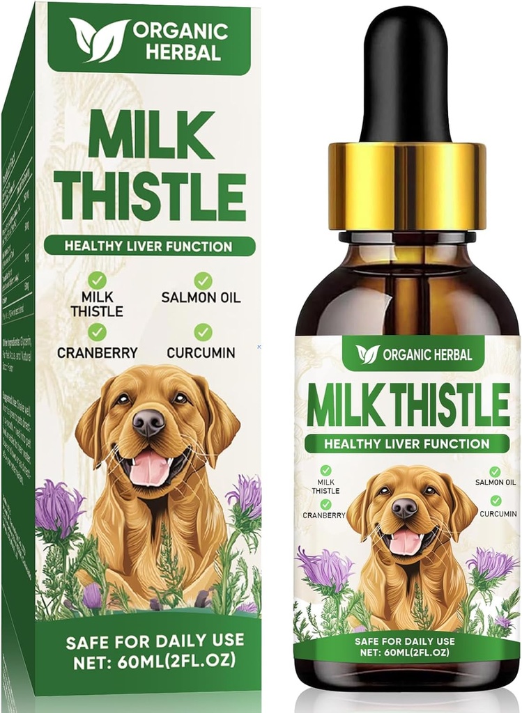 Melk Thistle for hunder, Ekstra styrke Melk Thistle Supplement, støtter kjæledyr lever helse, rengjøring og detox, enkelt å legge til mat