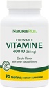 NaturesPlus Vitamin E, Naturlig Carob Flavor - 90 Chewable Tabletter, Pakke med 2 - Gratis-Radisk Forsvar & Overordnet Well-Being - Vegetarisk, Glutenfri - 180 Totalt
