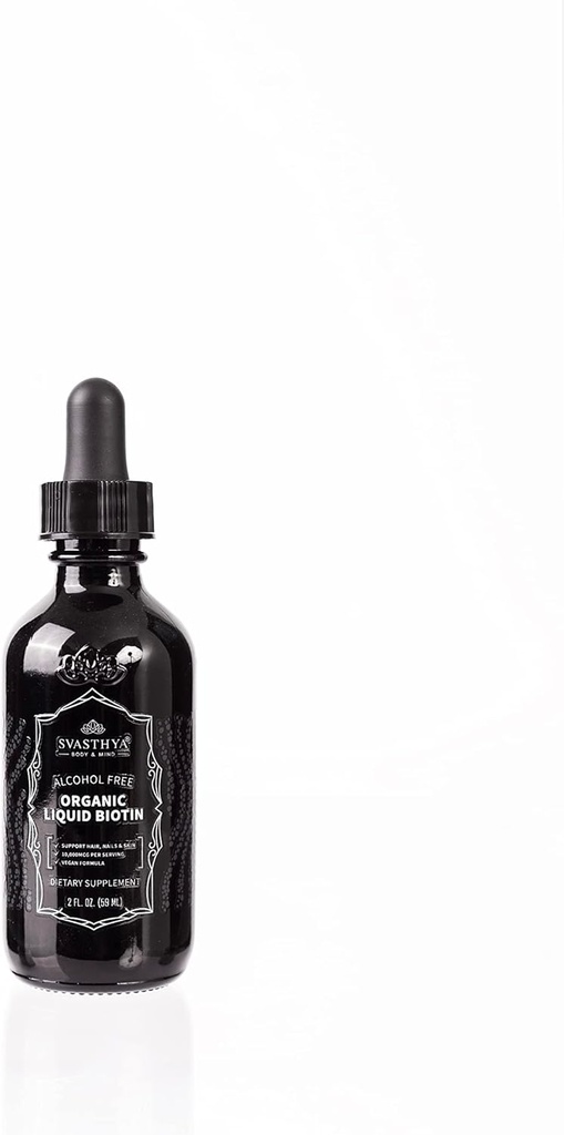 Svasthya Kropp & Mind organisk flytende biotin faller for sterk hårvekst - vitamin B kompleks for kvinner - naturlig hårvekst Supplement