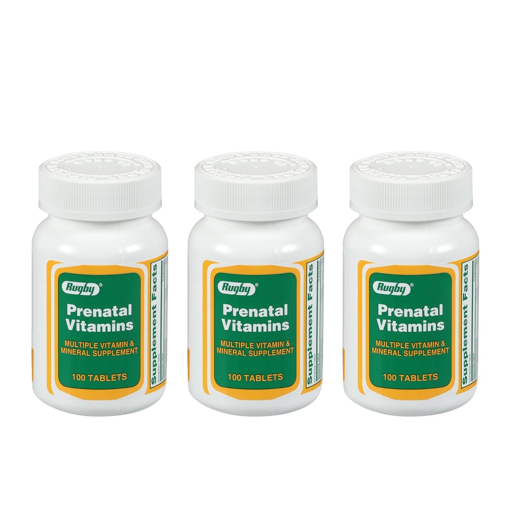 Rugby Prenatal vitaminer - Multiple Vitamin og Mineral Supplement - 100 tabletter (3 Pakke)