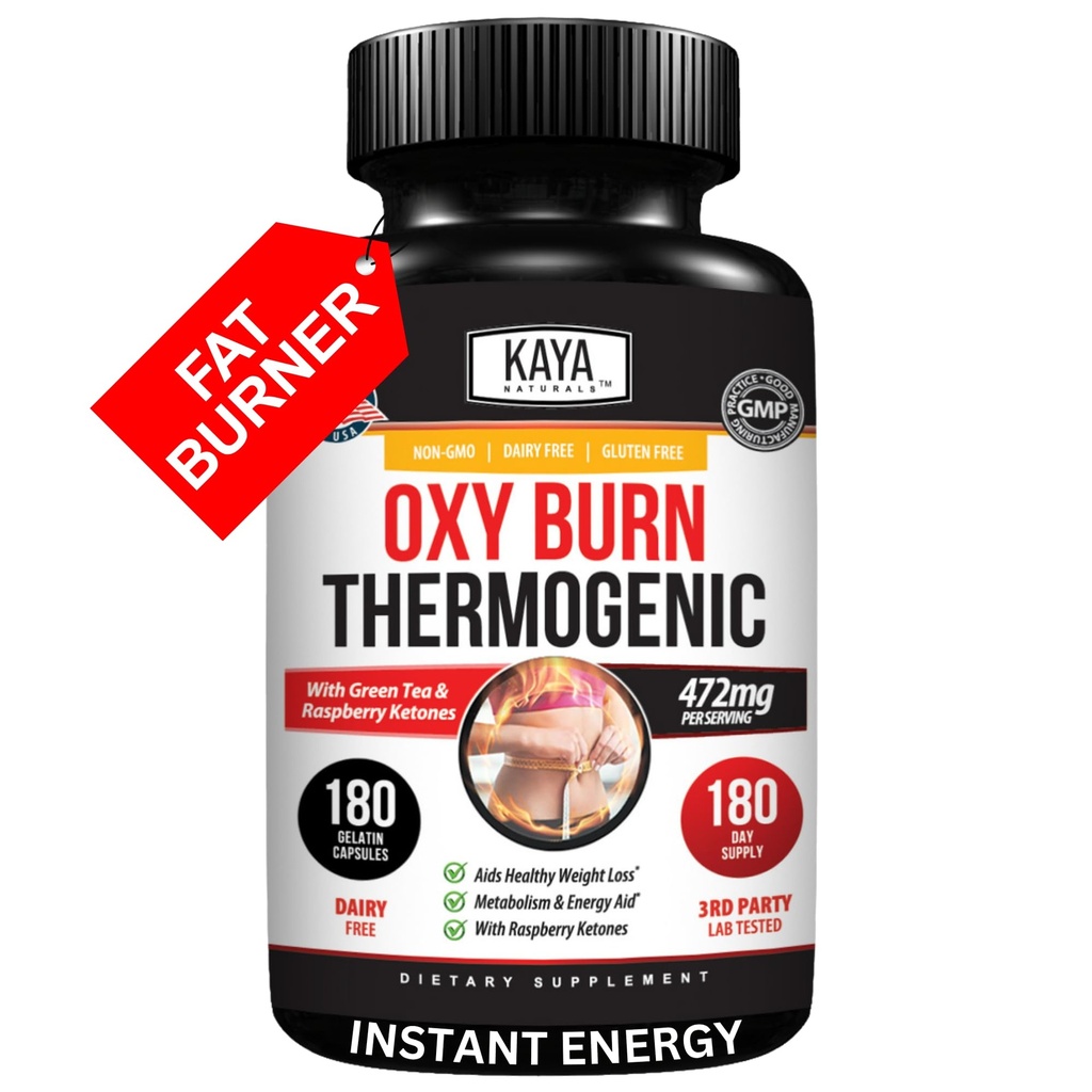 Kaya Naturals Oxy Burn - termogene urteformel for aktiv living - ikke-GMO og glutenfri - 180 greve