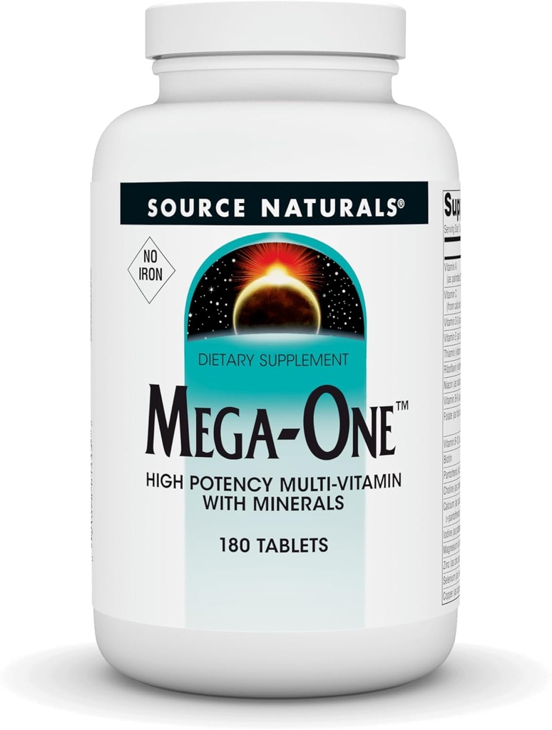 Kilde Naturals Mega-One Muti-Vitamin med mineraler, ikke jern - 180 tabletter