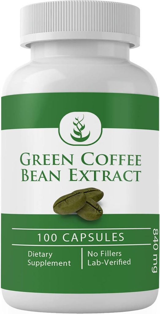 PURE ORIGINALE INGREDIENTS Grønn kaffebønner ekstrakt, (100 kapsler) alltid ren, ingen tilsetningsmidler eller fyllstoffer, Lab verifisert