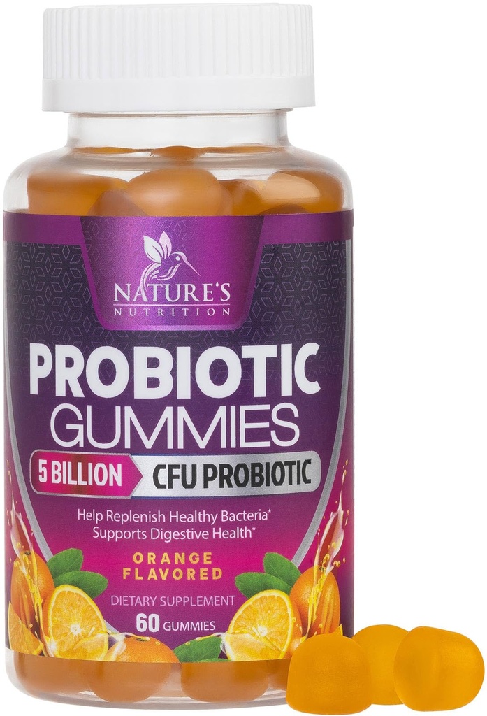 Probiotiske Gummier for kvinner og menns digestiv helse, 5 milliarder CFU, Beste daglige probiotika Gummy for Vaginal, Immun støtte og Gut Helse, støtter anledninger galaks Gas & Bloating, 60 Gummies