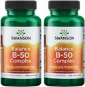 Swanson B-50 Kompleks - Vitamin Supplement fremme energi og metabolisme støtte - kan støtte hjerte helse og minne - (100 kapsler) (2 pakke)
