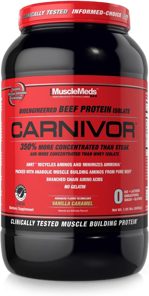 MuscleMeds Carnivor, Light Brown, Vanilla Caramel, 1,95 pund (Pack of 1)