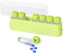 Ukenslig Pill Organizer 1 gang om dagen, KOVIUU flyttbar pille boks 7 dag, bærbar reisepille tilfelle, en gang daglig medisin containerholder, uke piller dispenser for vitamin medisin supplement, grønn