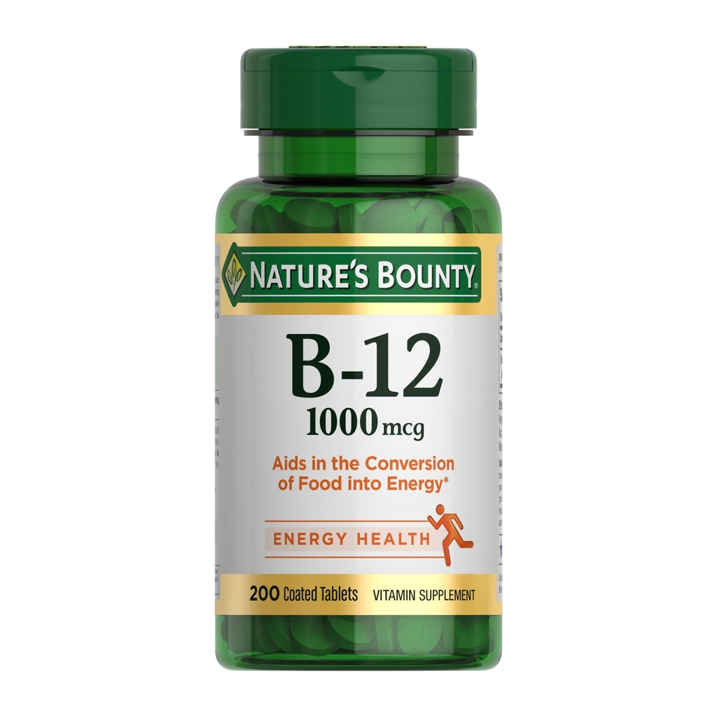 Naturens Bounty vitamin B12 1000 mcg Kosttilskudd, støtter energimetabolisme, 200 Ct