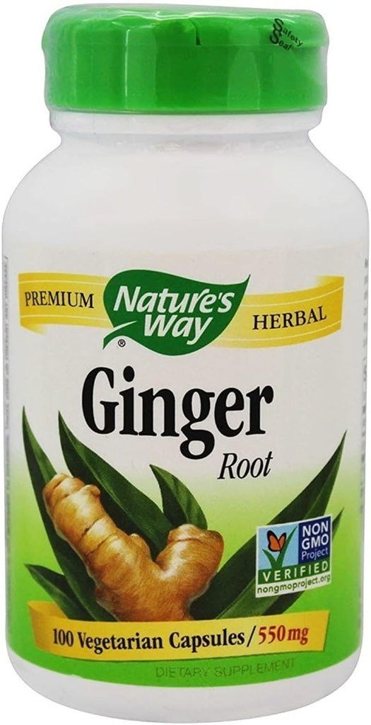 Naturens måte Premium Herbal Ginger Root, Digestiv støtte, 550 mg, 100 vegetariske kapsler, pakke med 2