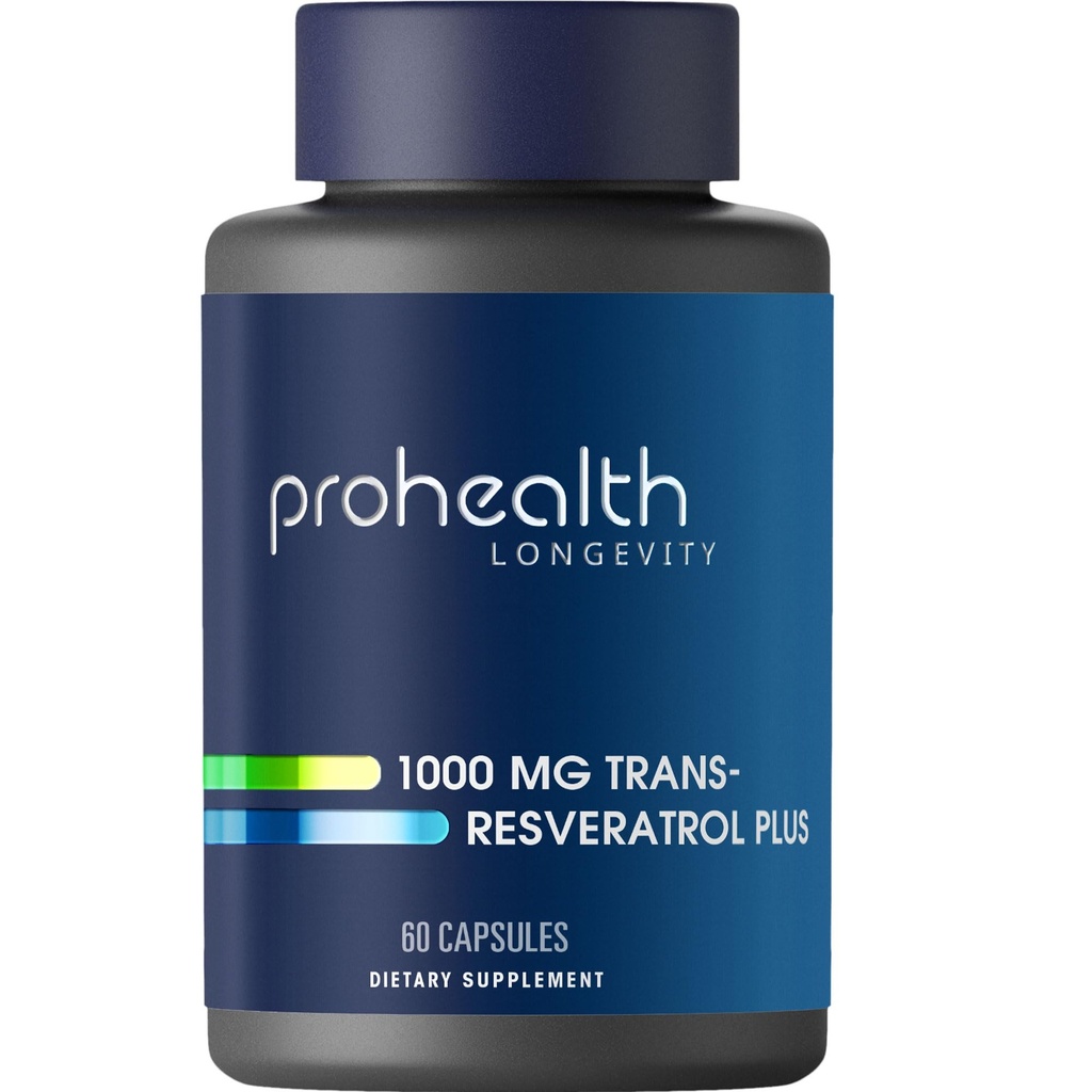 ProHelse Resveratrol 1000mg Pure Trans-Resveratrol | Plus Quercetin, rødvin og grønn te ekstrakt | klinisk studert til å støtte cellulær helse, minne, sunn aldring | 60 kapsler